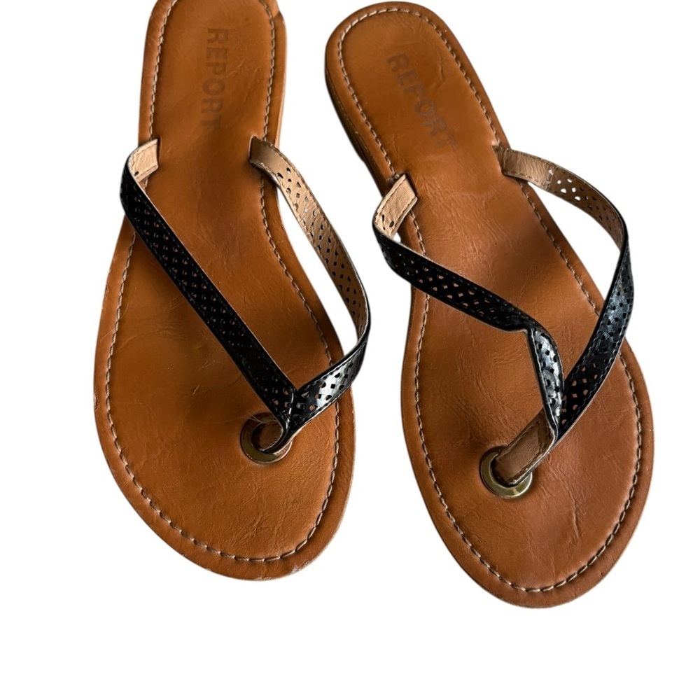 Report Women's Black and Brown Flats